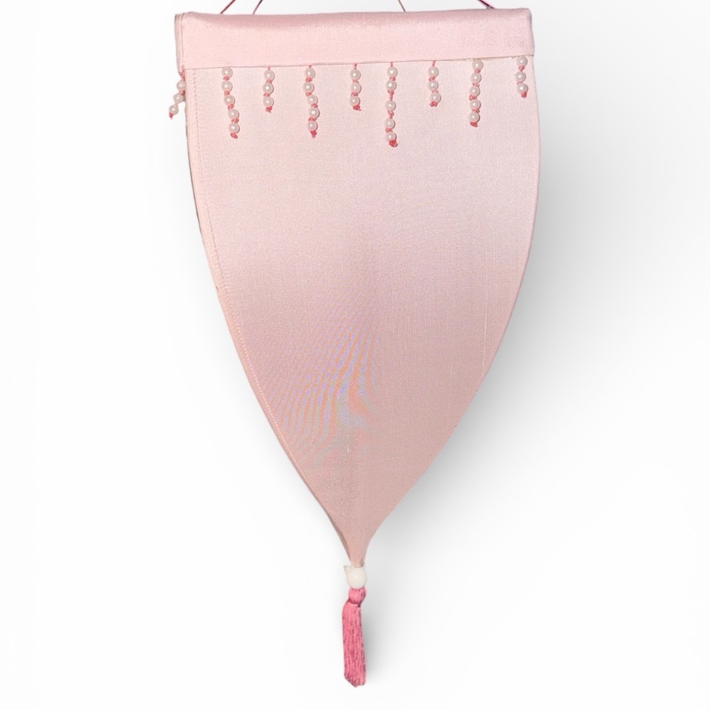 Pink Silk Shade light with Tassels and beading . Home decor .